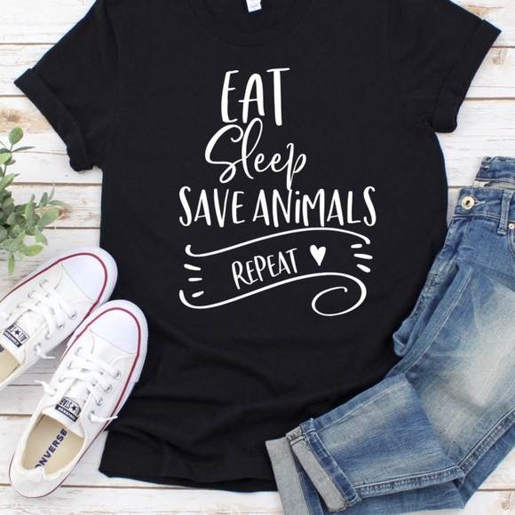 Gildan Tops - eat sleep save animals repeat
